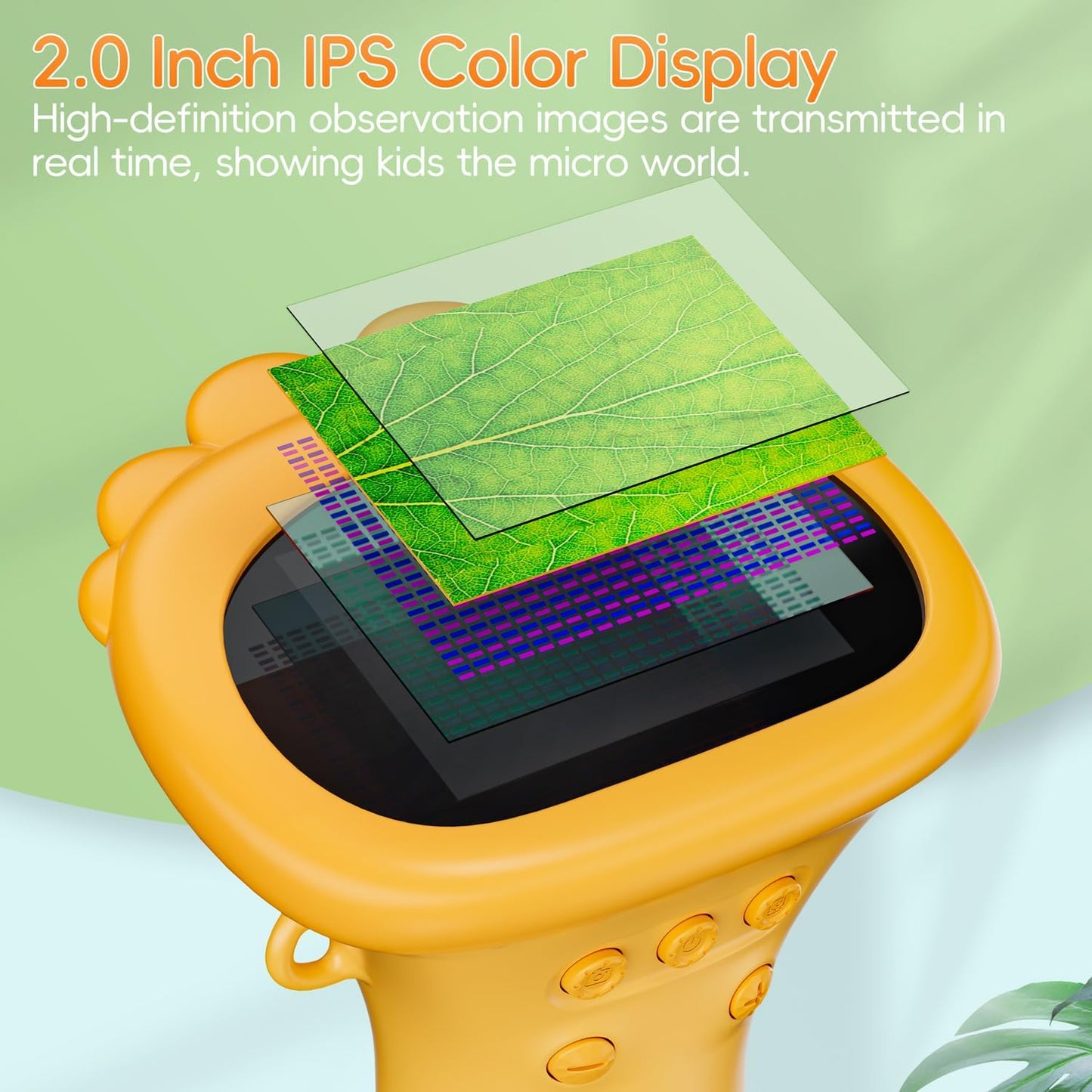 Digital Microscope with 2.0 Inch Screen, 1000x Zoom, Mini Microscope Camera for Children, Birthday Gifts Aged 3+