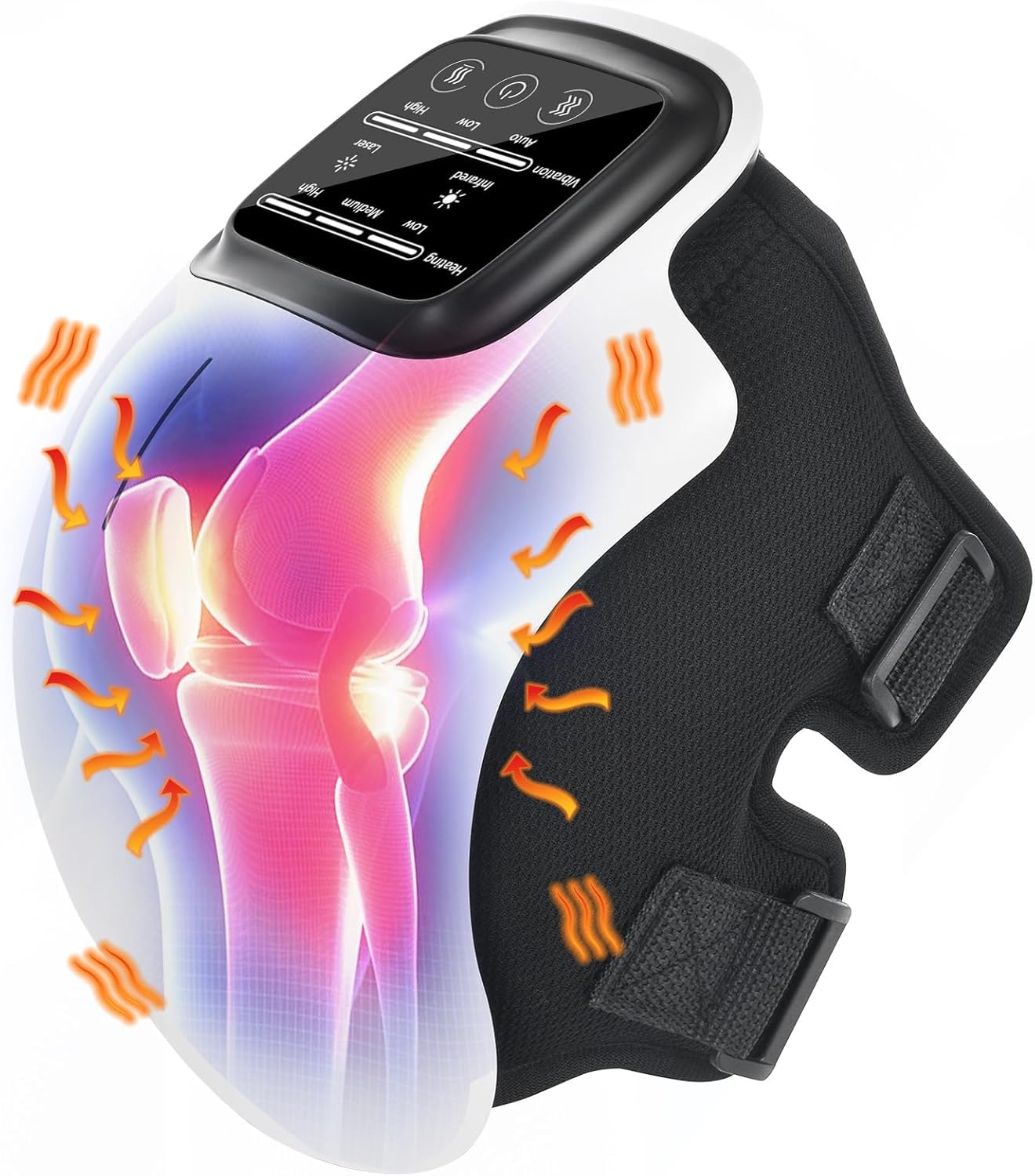 Knee Massager for Joint Pain Relief with Heat, Rechargeable Red Light Vibration Knee Arthritis Massage Physiotherapy Machine for Women, Elder Age, Men