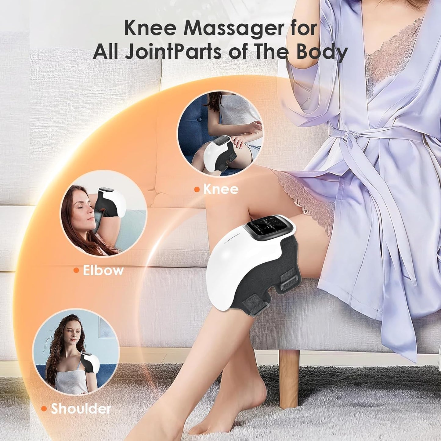 Knee Massager for Joint Pain Relief with Heat, Rechargeable Red Light Vibration Knee Arthritis Massage Physiotherapy Machine for Women, Elder Age, Men