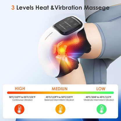 Knee Massager for Joint Pain Relief with Heat, Rechargeable Red Light Vibration Knee Arthritis Massage Physiotherapy Machine for Women, Elder Age, Men