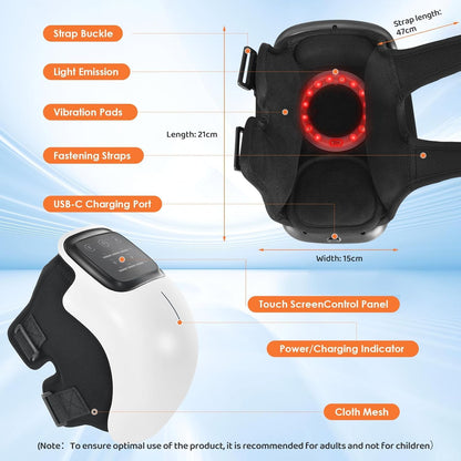 Knee Massager for Joint Pain Relief with Heat, Rechargeable Red Light Vibration Knee Arthritis Massage Physiotherapy Machine for Women, Elder Age, Men
